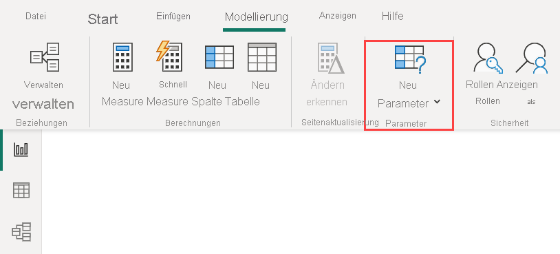 Screenshot: Power BI Desktop die Schaltfläche „Neuer Parameter