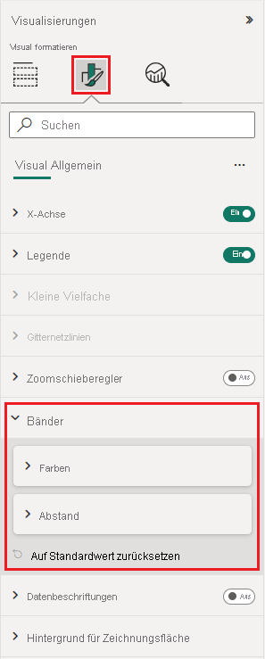 Screenshot: Formatierungsoptionen für die Bänderdiagrammvisualisierung