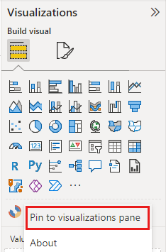 Screenshot des Symbols zum Anheften im Bereich „Visualisierungen“