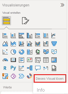 Screenshot der Option zum Loslösen einer Visualisierung im Bereich „Visualisierungen“