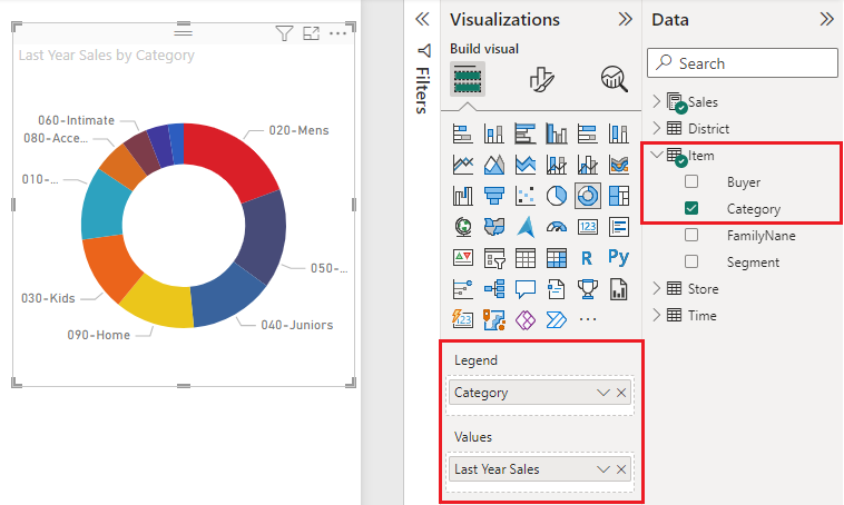 Screenshot eines Ringdiagramms neben dem Bereich Daten.