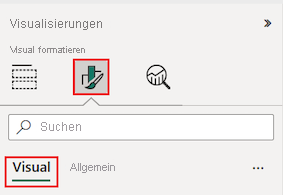 Screenshot that shows how to access the Format Visual section of the Visualizations pane.