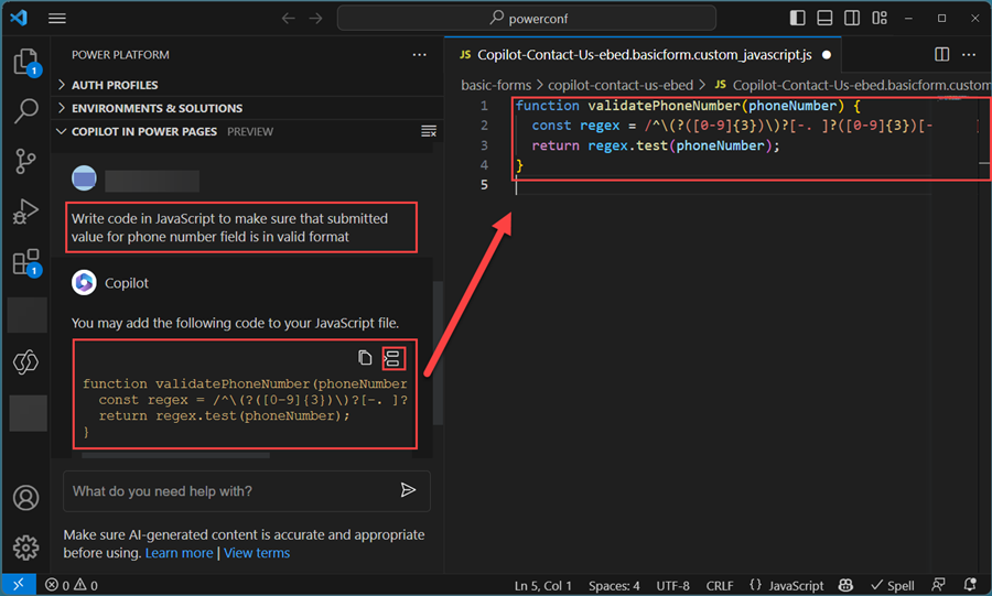 Fügen Sie KI-generierten Code hinzu.