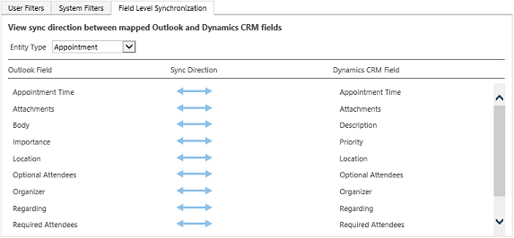 Terminfelder für die Synchronisierung