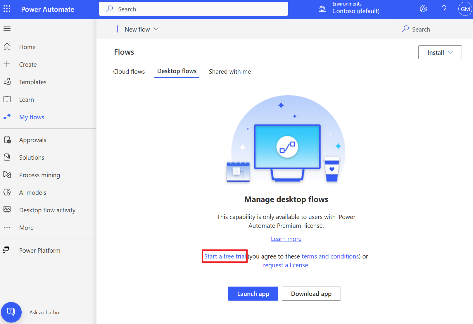 Kostenlose Testversion über Power Automate starten