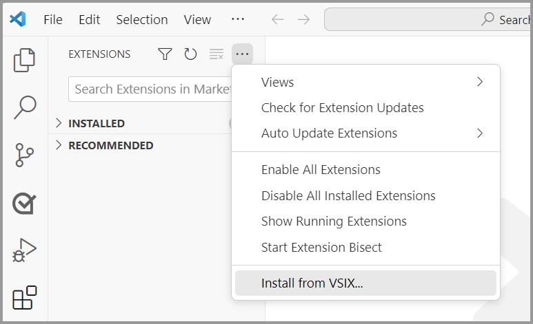 „Aus VSIX installieren“ auswählen