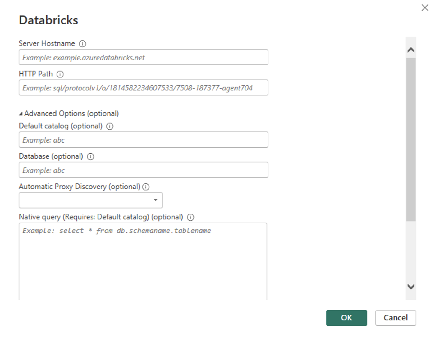 Geben Sie Ihr Databricks SQL Warehouse an.