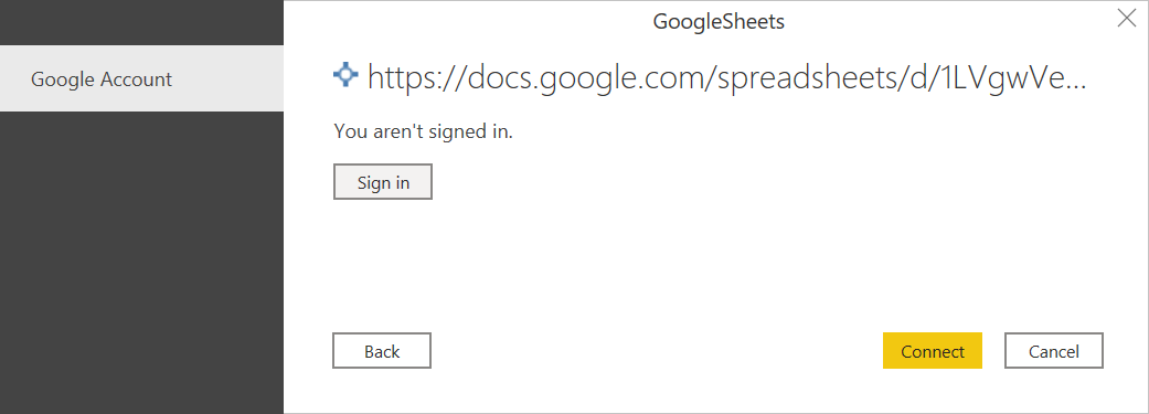 Melden Sie sich bei Google Sheets an.