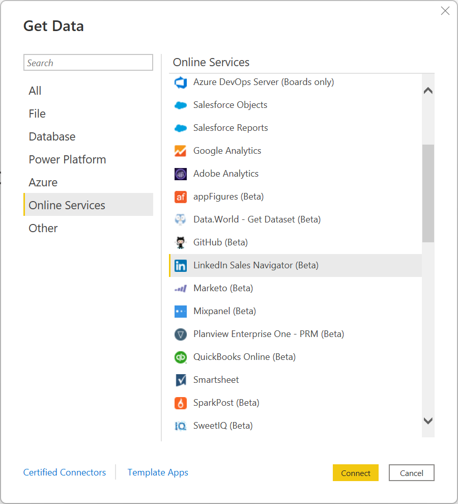 Abrufen von Daten in Power BI Desktop.