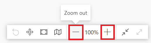 Verfügbare Schaltfläche Verkleinern oder Zoomen in der unteren rechten Ecke des Diagrammansichtsbereichs.