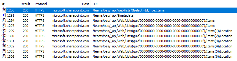 Einzelne Aufrufe an die zweite Tabelle.