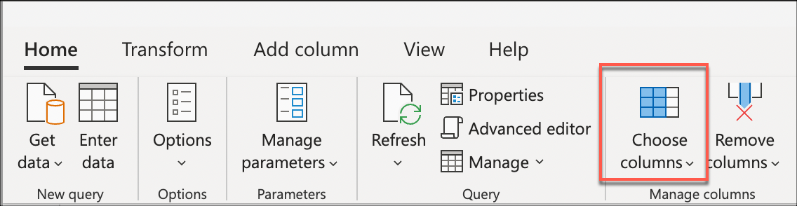 Auswählen der Spaltentransformation für das Beispiel für Kein Query Folding.