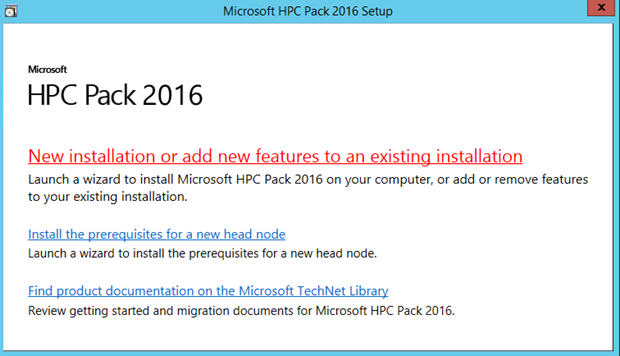 Neue Installation von HPC Pack.