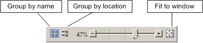 Schaltflächen zum Organisieren und Ändern der Größe des HPC-Knotens