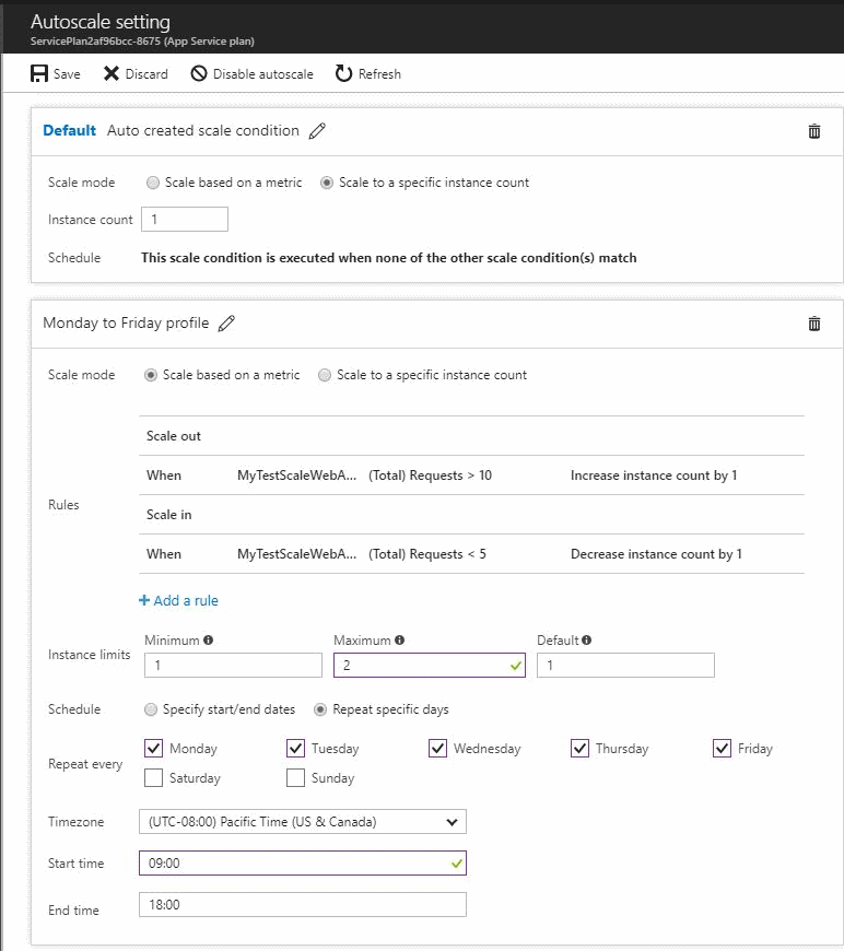 Screenshot, der das Speichern der Einstellung für die automatische Skalierung anzeigt.