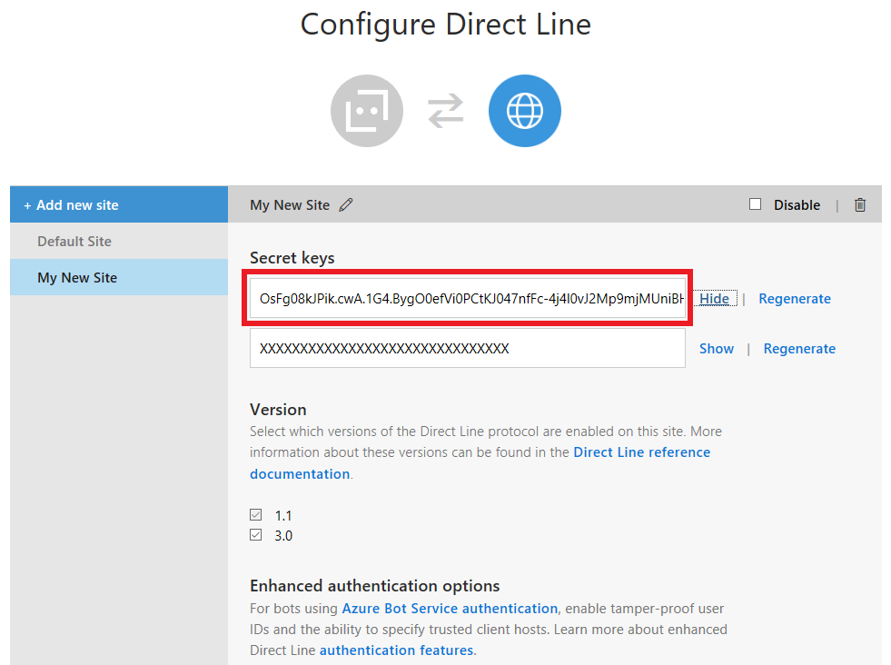 Copy Direct Line key