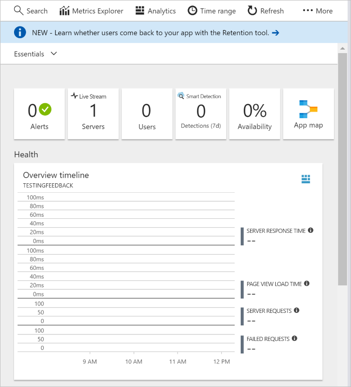 Der Bereich „Application Insights“