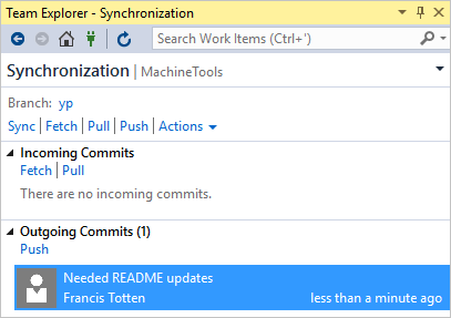 Sharing Code in Git using Push in Visual Studio