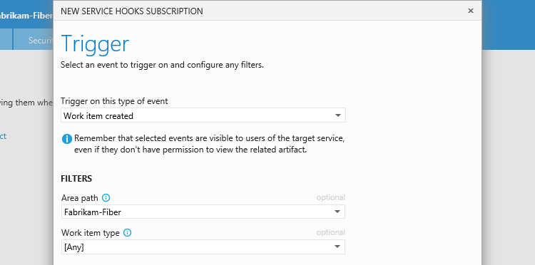 Trigger configuration page