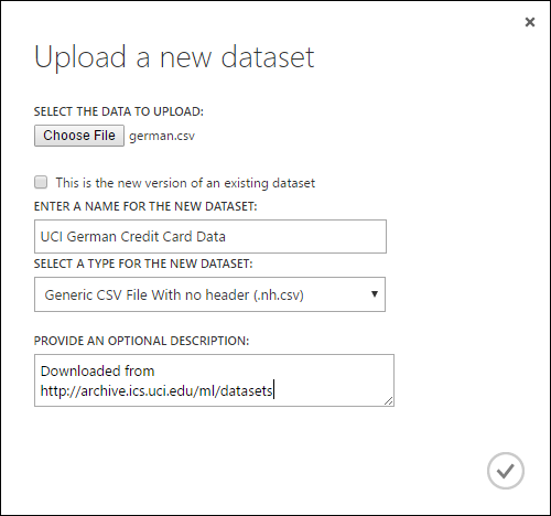 Hochladen eines neuen Datasets