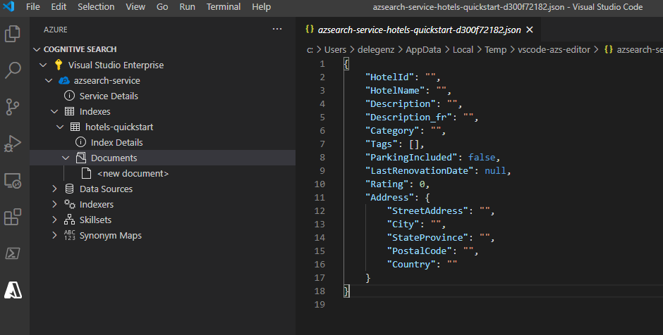 Erstellen eines Dokuments (JSON)