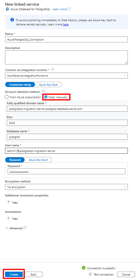 Auswählen des Symbols „Verwalten“ in Azure Data Factory