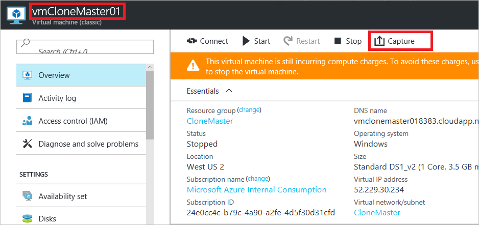 Capture virtual machine