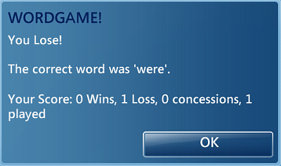 WordGame sample screen shot