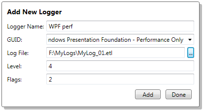 Dialogfeld Add New Logger