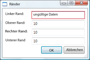 Ungültiger linker Rand