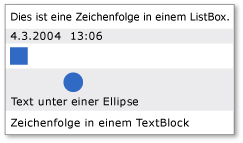 ListBox mit vier Inhaltstypen