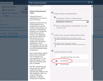 The Azure authentication provider in SharePoint