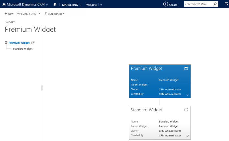 Struktur- und Kachelansichten des Widgets