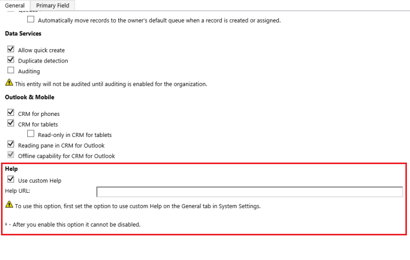 Benutzerdefinierte Hilfe auf Entitätenebene in Dynamics CRM