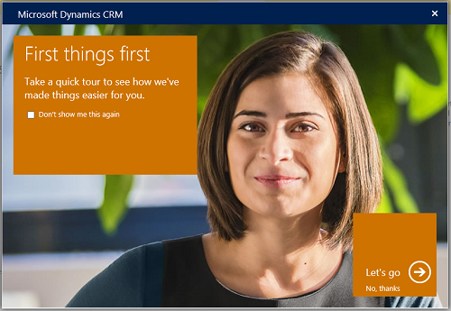 Startup navigation tour for Dynamics CRM