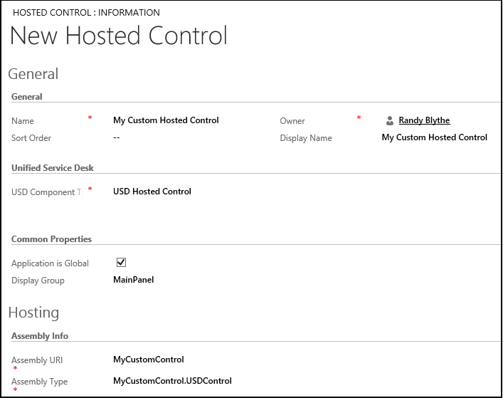 Neues benutzerdefiniertes gehostetes Steuerelement