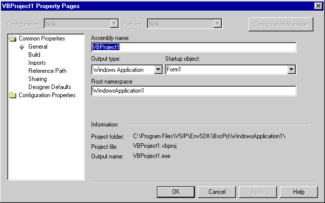 Visual Basic-Eigenschaftenseiten