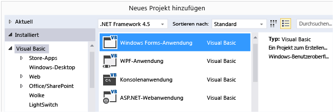 Windows Forms-Anwendungsprojekt