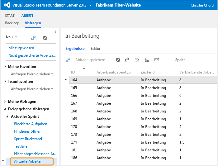 Ausführen einer freigegebenen Abfrage