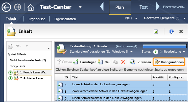 Den Testpunkten Konfigurationen zuweisen