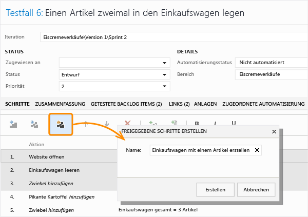 Freigegebene Schritte erstellen