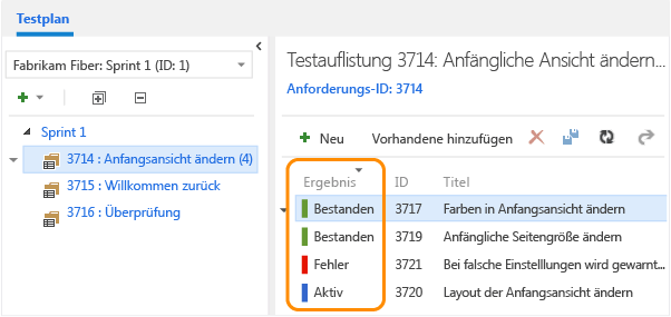 Testergebnisse anzeigen