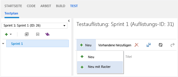 Anhand des Rasters neue Testfälle erstellen