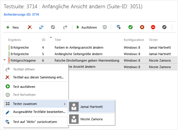 Tests einem anderen Tester neu zuweisen