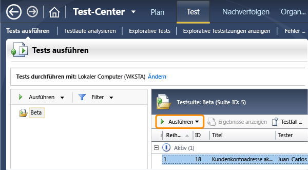 Testfall ausführen