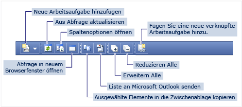 Symbolleiste für Team System Web Access-Webpart