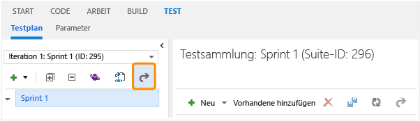 Im Test-Hub auf "Testplan öffnen" klicken