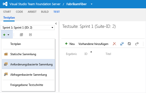 Schaltfläche "Neu" im Testplan-Explorer-Bereich