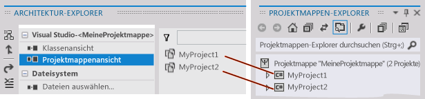 Projektmappenansicht im Architektur-Explorer