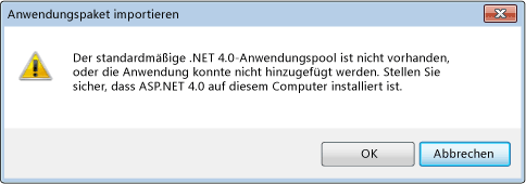 ASP.NET 4 ist nicht in IIS registriert.